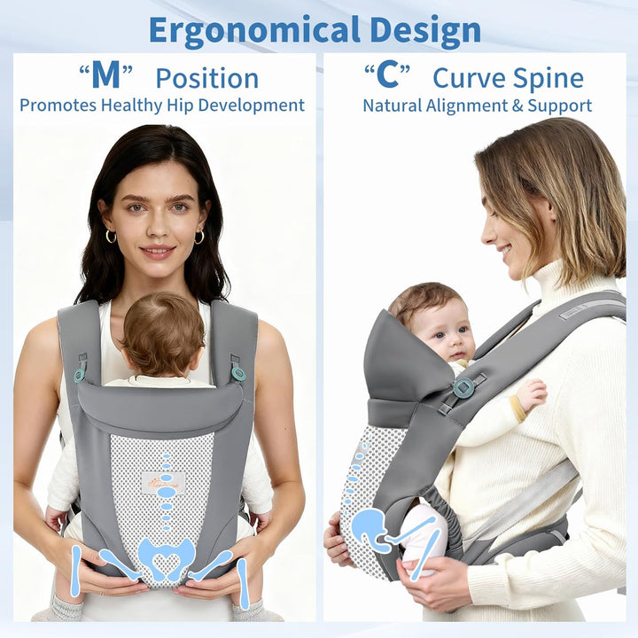 Babytrage - Superweiche 3D-Air Baby Tragegurt Neugeborene ab Geburt (0–24 Monate), On the Go 4-in-1