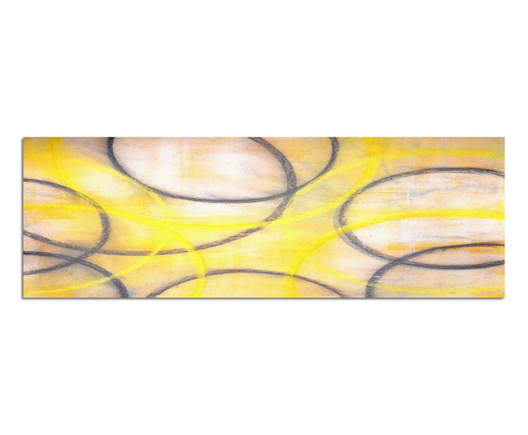 Paul Sinus Art Panoramabild auf Leinwand und Keilrahmen 150x50cm Malerei abstrakt gelb grau