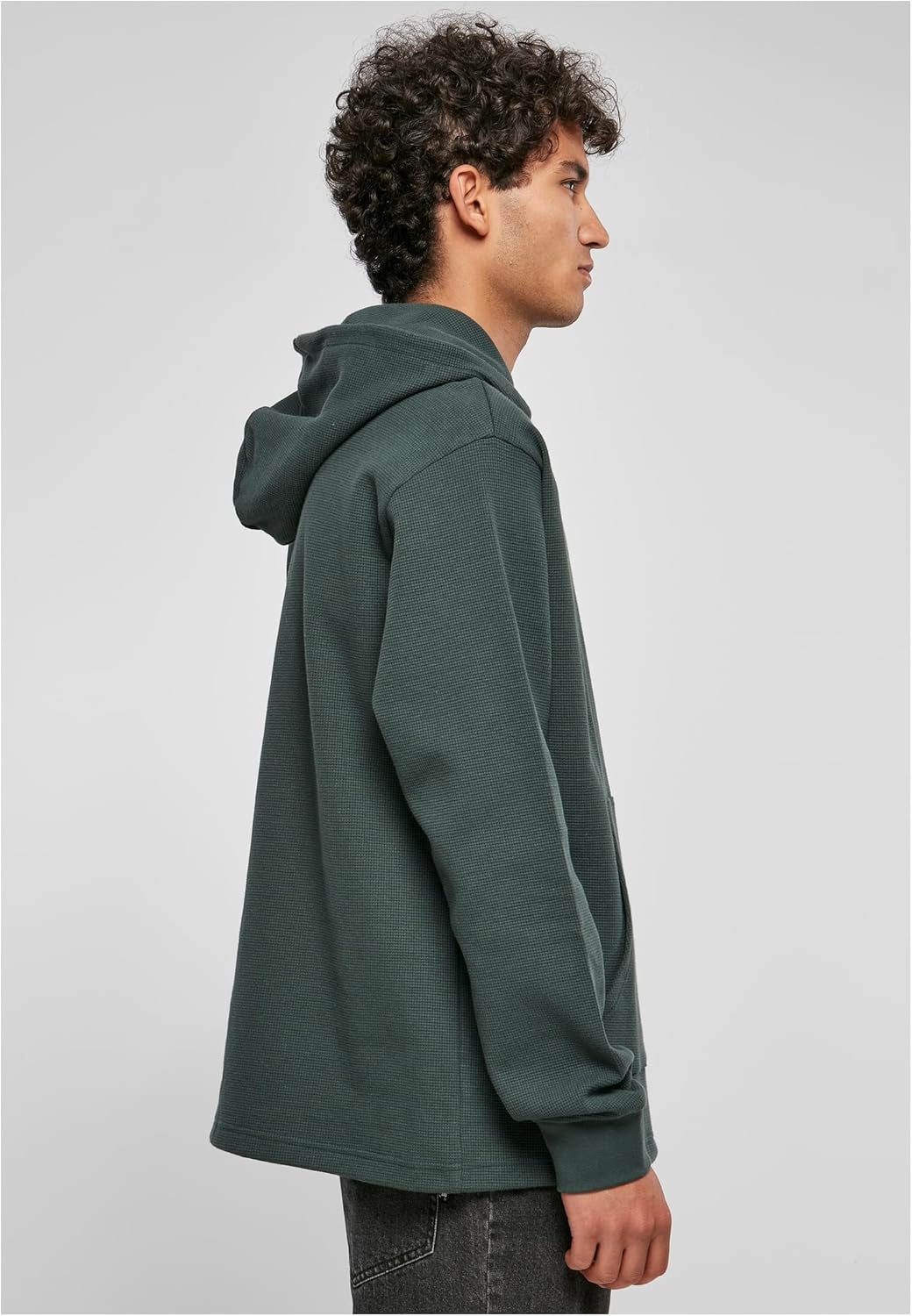 Urban Classics Herren Oversized Waffle Hoody M Bottlegreen, M Bottlegreen