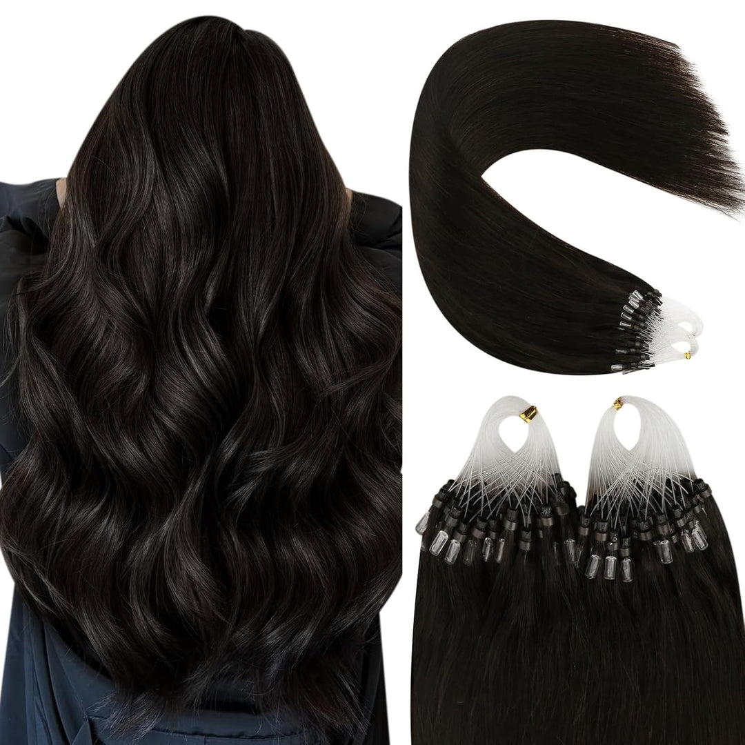 YoungSee Extensions Echthaar Microring Braun 40cm Microring Extensions Echthaar 1g Micro Ring Hair E