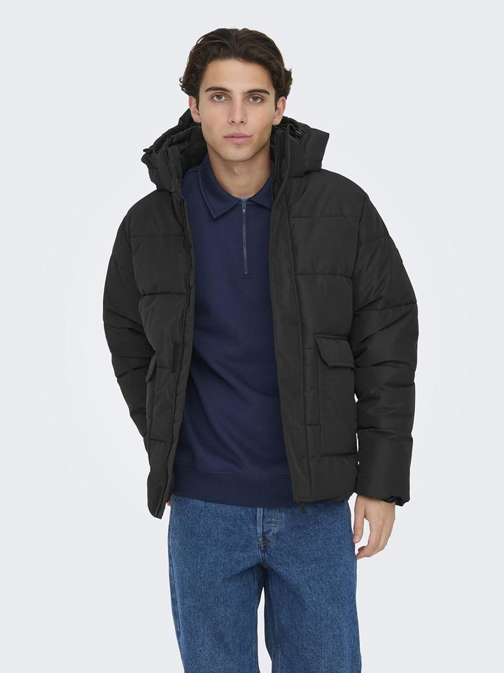 ONLY & SONS Male Daunenjacke ONSCARL Daunenjacke, Schwarz