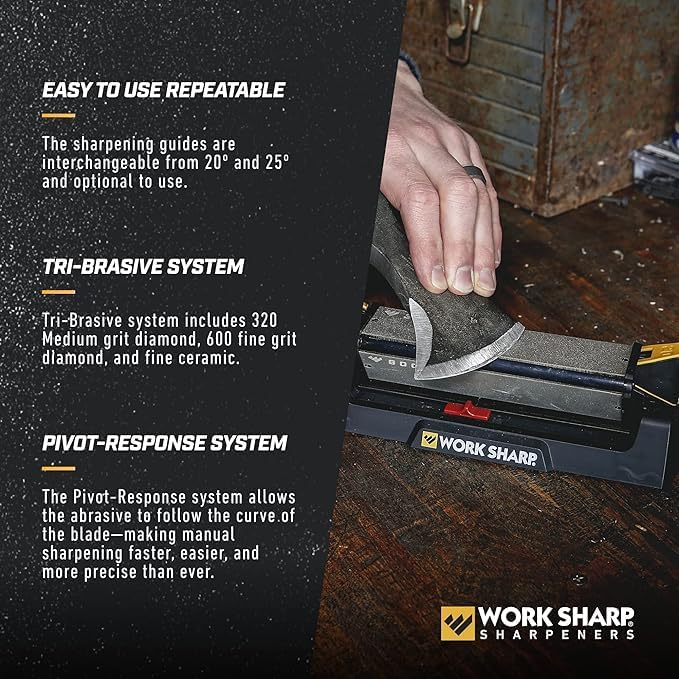 WORK SHARP® Benchstone Knife Sharpener - Profi Messer-Schleifstein mit Winkel-Hilfe 20° & 25° - Outd