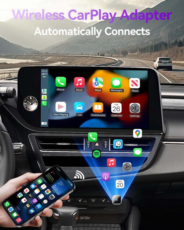 CarPlay Wireless Adapter Upgrade von Wired CarPlay auf Wireless (2026 Aktualisiert), Mini-USB-Design