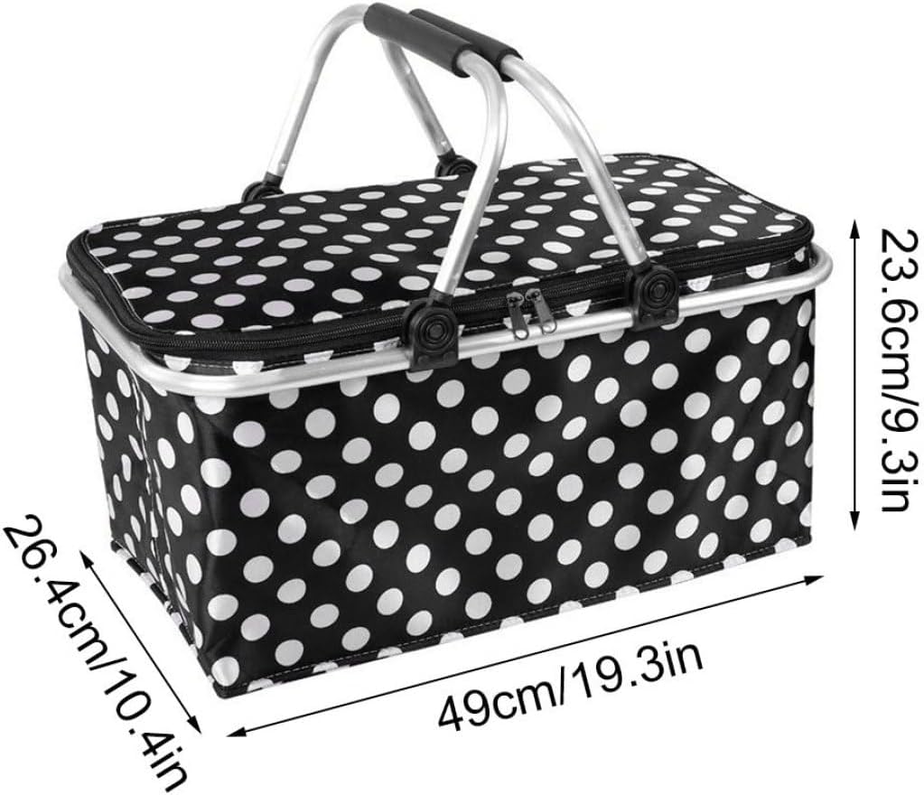 Isotherme Lunchtasche, Picknickkorb, tragbar, faltbar, Oxford-Stoff, grosses Fassungsvermögen, isoli