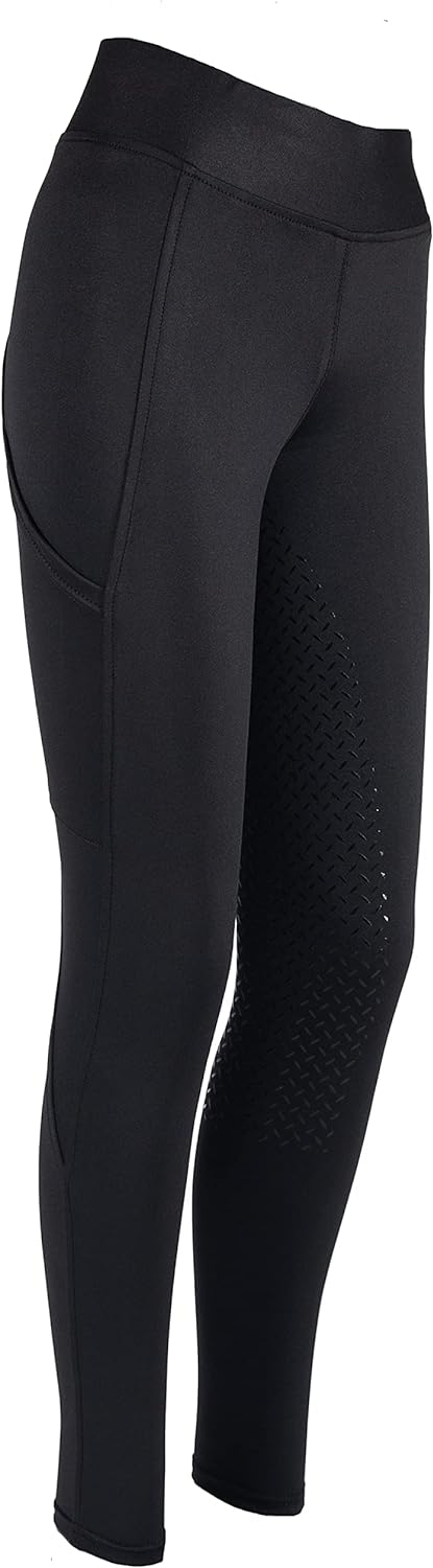 PFIFF 103100 Damen Reitleggings „Selina“ mit Handytasche L Schwarz, L Schwarz