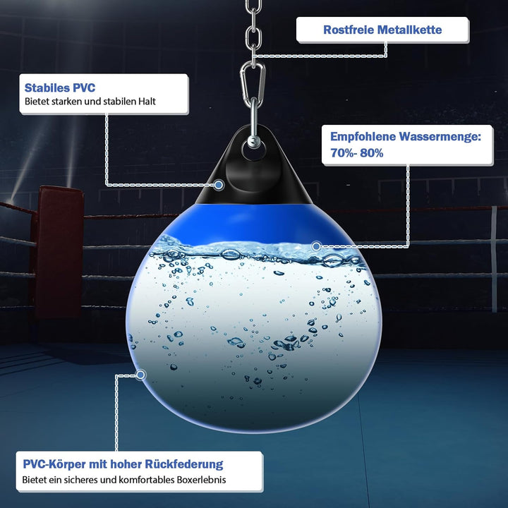 GYMAX Wasserboxsack Ø45cm, Boxing Punching Bag mit Wasser füllbar, hängendes Punchingsack, Schwerer