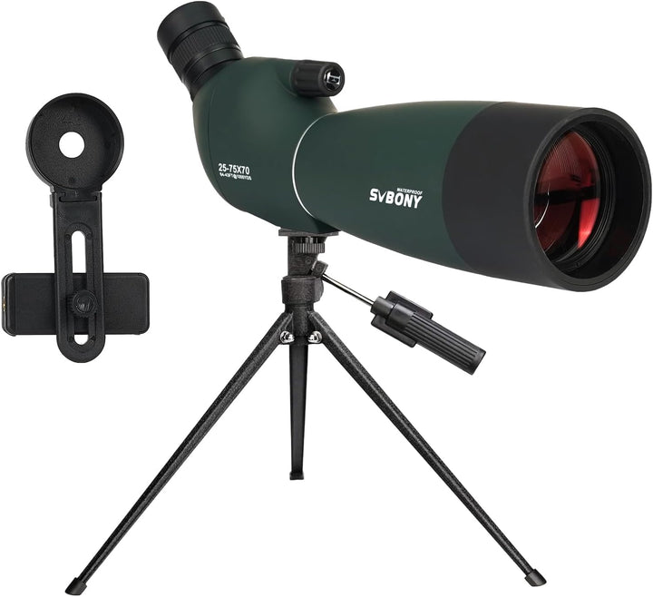 Svbony SV28PLUS Spektiv für Zielschiessen, 25-75×70mm BAK4 A5 Weinrotes FMC Objektiv, Spektive mit T