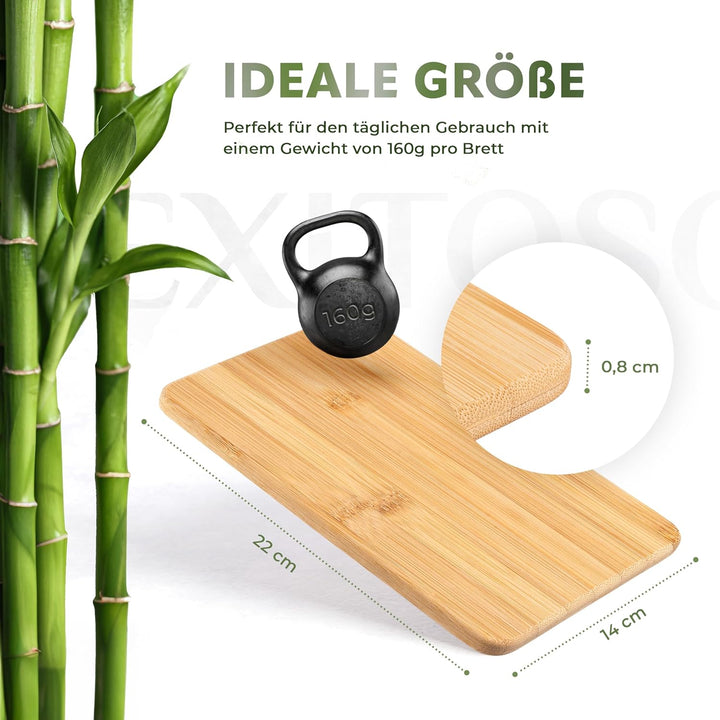 Exitoso® Schneidebretter 6er-Set aus Bambus - Frühstücksbrettchen Küchenbrett aus Holz - 22 x 14 cm