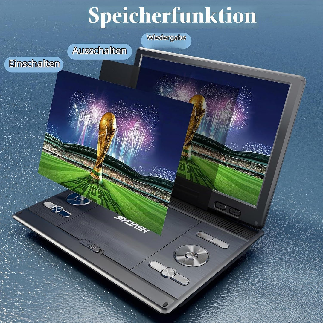 14.1Tragbarer DVD-Player für das Auto,Kinder mit 12,5 grossem HD-Drehbildschirm, exklusives Tastende