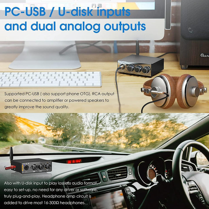 Nobsound Q4 USB Audio Gaming DAC Konverter mit Bluetooth Kopfhörerverstärker für PC/PS5/Computer mit