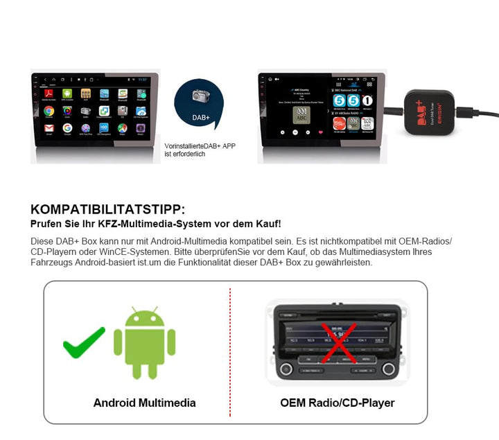 erisin ES394 DAB+ Digital Radio Box Audio Broadcasting Empfängerbox mit MCX Aerial Verstärker Antenn