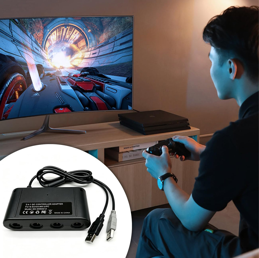 Hiacinto Gamecube Controller Adapter Switch: 4-Port USB-Adapter für Switch, PC &amp; Wii U, Plug &amp; Play