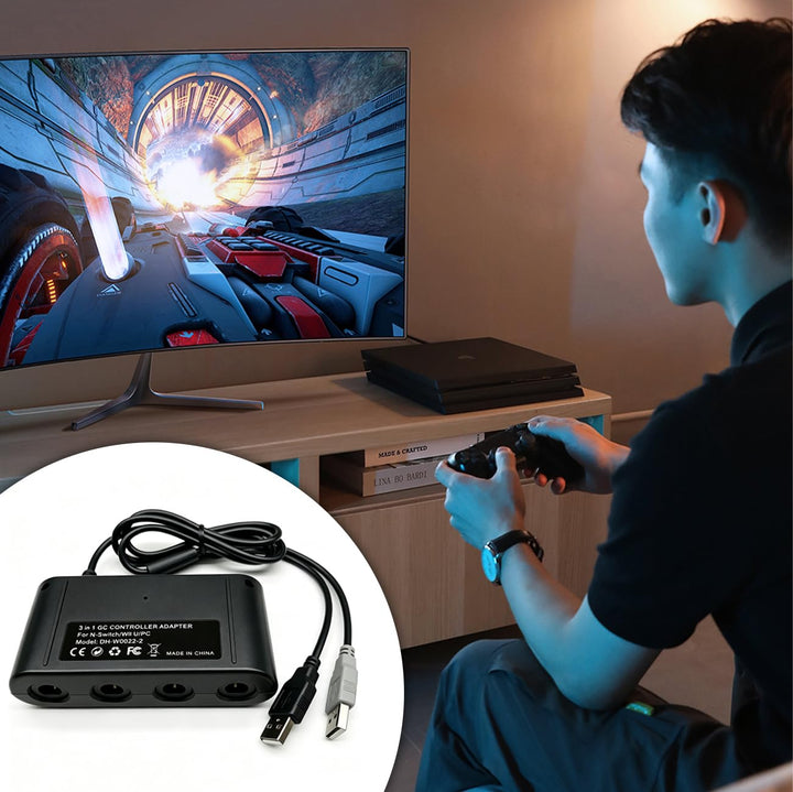 Hiacinto Gamecube Controller Adapter Switch: 4-Port USB-Adapter für Switch, PC &amp; Wii U, Plug &amp; Play