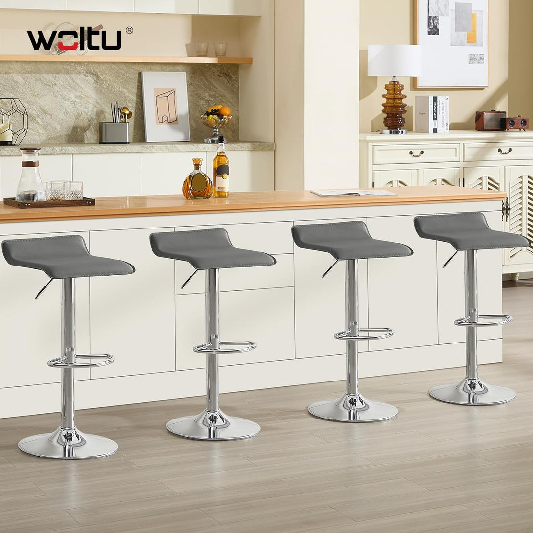 WOLTU 4er Set Barhocker Design Stuhl Drehstuhl Tresenstuhl，stufenlose Höhenverstellung, verchromter