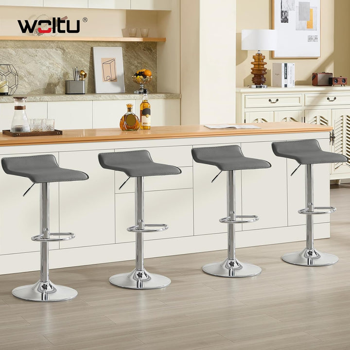 WOLTU 4er Set Barhocker Design Stuhl Drehstuhl Tresenstuhl，stufenlose Höhenverstellung, verchromter