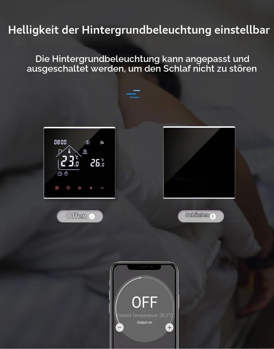 RKHK M4 Thermostat-Smart Wi-Fi Raumthermostat für Wasser, Fussbodenheizung, Digitale Heizungsthermos