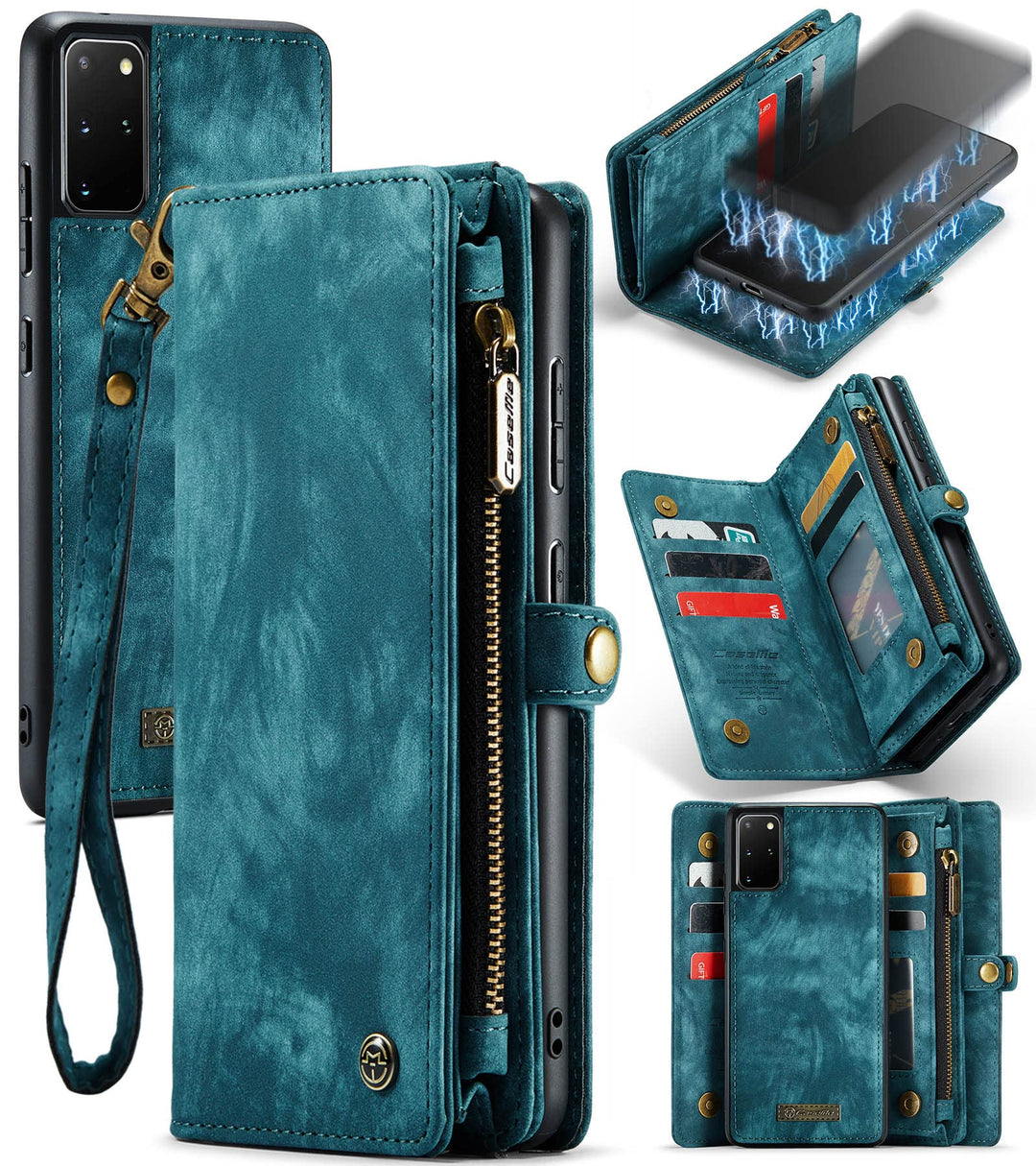 UFinetech 2-in-1 Samsung Galaxy S20 Plus Hülle Handy Tasche Leder TPU Flip Magnetisch Ständer Karten