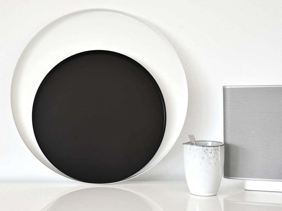 D&D Living® Deko Tablett Rund Ø 30 cm | Design Dekoteller und Dekotablett aus Metall (Schwarz matt),