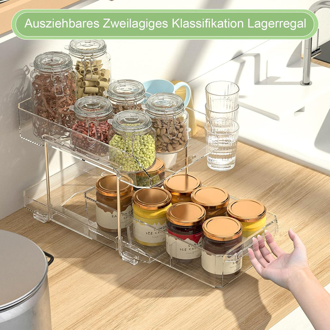 Polegas 2 Etagen Schrank Organizer Küche, Unter Waschbecken Regal, Kühlschrank Organizer, Spülschran