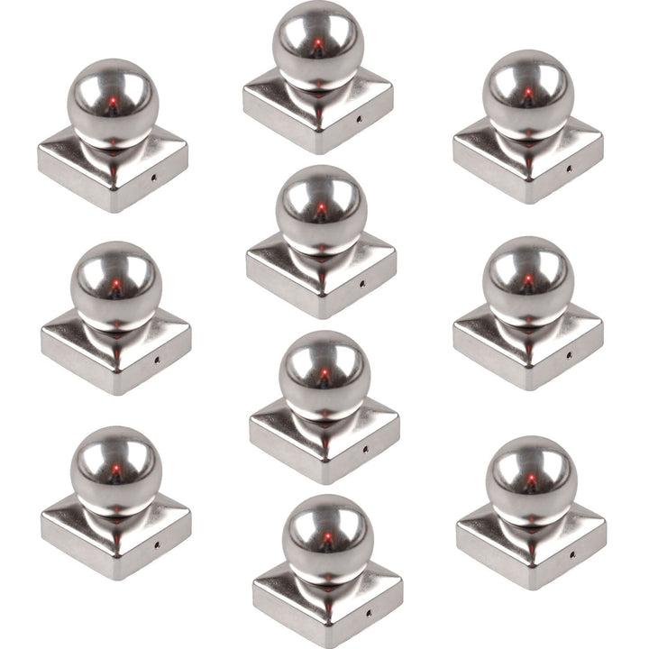 10x Edelstahl Pfostenkappe Abdeckkappe für Pfosten Kugel 91 mm 9x9 cm