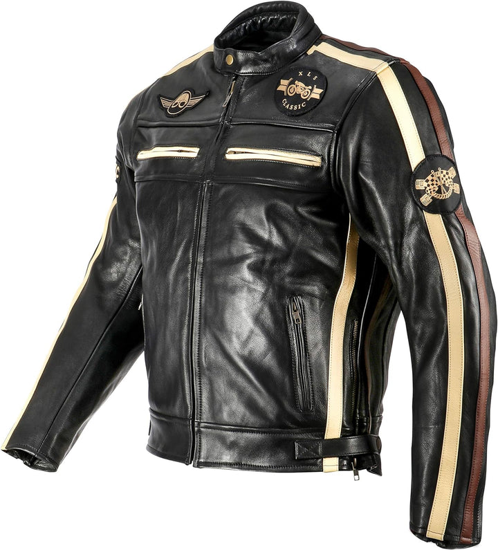 Motorradjacke XLS Classic One für Herren schwarz Retro Bikerjacke herausnehmbares Thermofutter Gröss