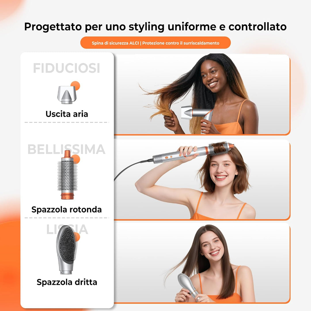 Air Styler 5 in 1 Hair Styler - Professioneller Hairstyler mit 110000 U/min, Warmluftbürste, Föhnbür