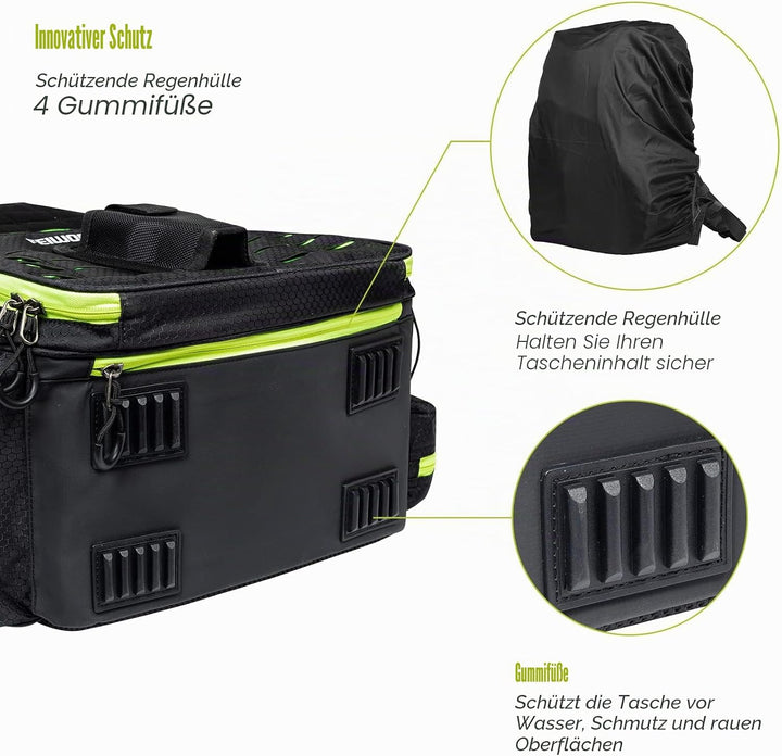 FEIWOOD GEAR Angelausrüstungs-Rucksack mit 4 Angelboxen, grosser Stauraum – widerstandsfähiger Angel