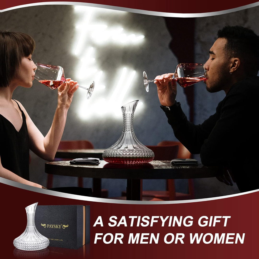 Paysky Dicker Weindekanter mit Geschenk-Box, Kristallglas, gravierter Dekanter, elegantes Geschenk u