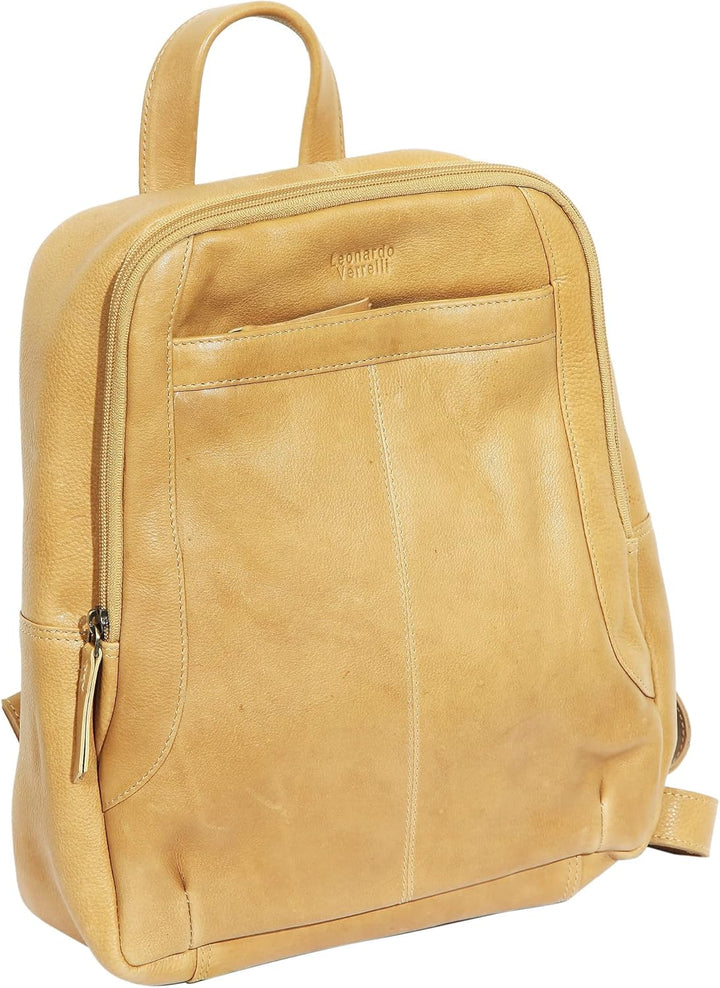 LEONARDO VERRELLI Damen-Rucksack Handtasche bis 16 Zoll Leder 30x27,5x9,6cm 3900057 Hellbraun, Hellb