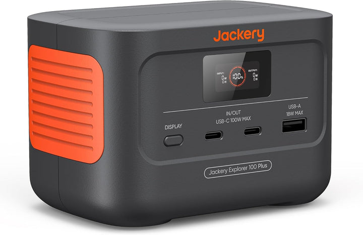 Jackery Explorer 100 Plus, 99 Wh/31000 mAh Tragbare Powerstation mit LiFePO4 Akku mit 128 W Ausgang,