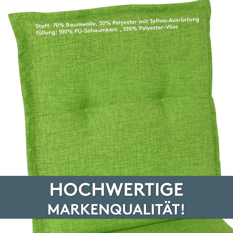 LILENO HOME Gartenstuhl Auflagen als [1er Set - Niedriglehner] in Apfelgrün - Bequeme Liegen als Sit