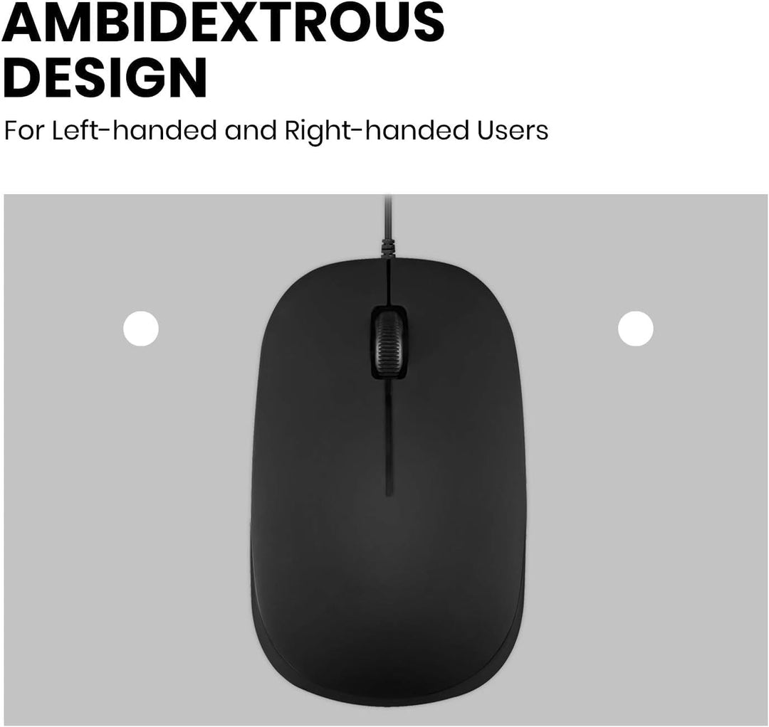 Perixx PERIMICE-201C USB-C kabelgebundene optische Maus mit 3 Tasten, Scrollrad, 1000 DPI, Schwarz S