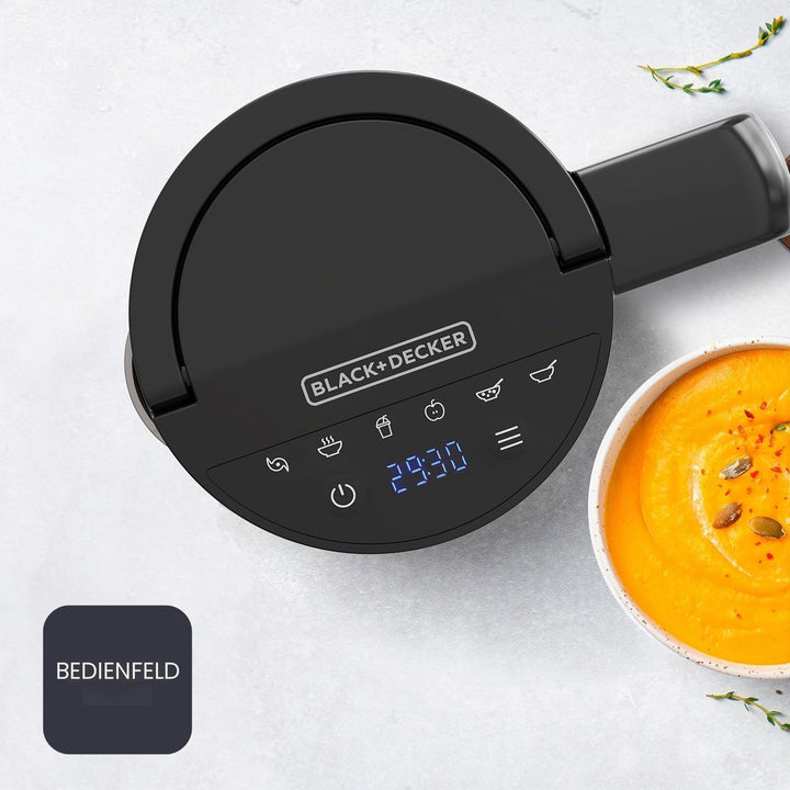 BLACK+DECKER BXSM1000E - Suppenzubereiter 1040W | Edelstahlkaraffe 1,6L | 7 Programme | Smoothies, K