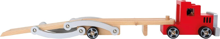 small foot Autotransporter aus Holz, mit abnehmbarem Anhänger und 4 bunten Autos, für Kinder ab 3 Ja