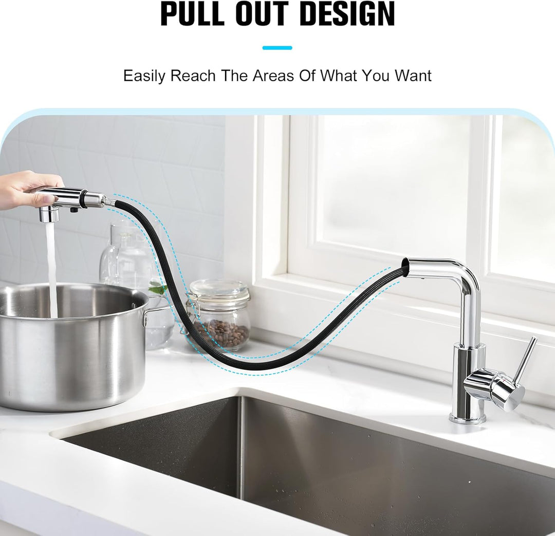 CREA Wasserhahn Küche mit 3 Funktionen Brause, Küchenarmatur mit Ausziehbarem Brause, Mischbatterie