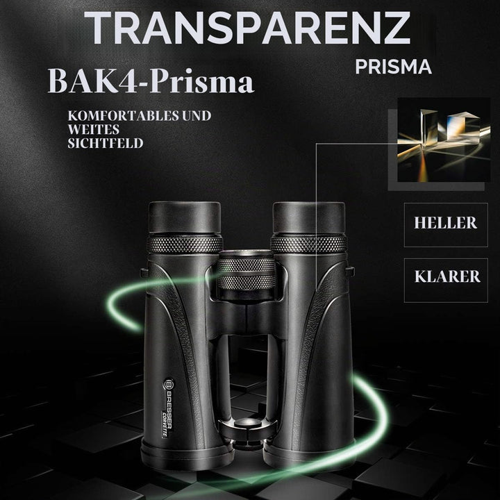 Bresser Fernglas Corvette 8x42 wasserdicht mit Nitrogenfüllung, BaK-4 Glas Prismen, LE-Okularen für