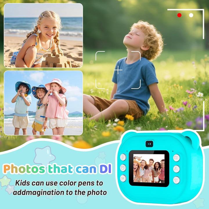 Sofortbildkamera für Kinder mit Drucker, 48MP & 1080P Digitalkamera mit 2,4 Zoll Display, Kinderkame