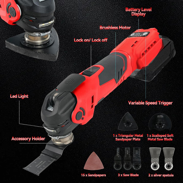 Kabellose oszillierende Multifunktionswerkzeuge kompatibel mit Milwaukee M18 18V Akku, 300 W bürsten