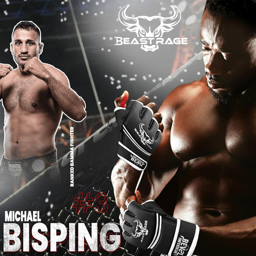 BEASTRAGE MMA Handschuhe für Männer und Frauen,Martial Arts Mitts Grappling Sparring,Ventilated Palm