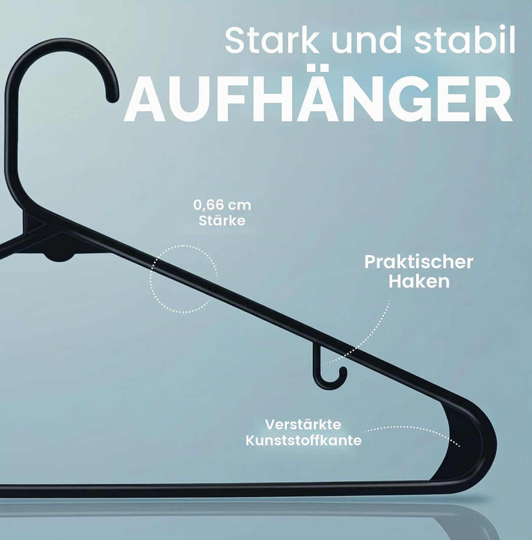 Utopia Home Graue Kunststoff-Kleiderbügel, 50 Packungen mit Haken – langlebige und stabile, platzspa