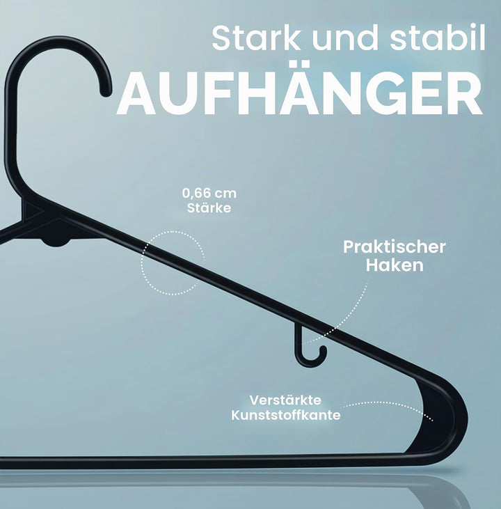 Utopia Home Graue Kunststoff-Kleiderbügel, 50 Packungen mit Haken – langlebige und stabile, platzspa