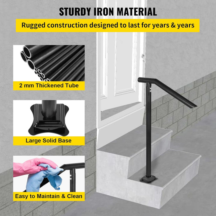 Happybuy Treppengeländer Stahl 102x71,3 cm Handlauf 150 kg Traglast Eingangsgeländer formschön Handl