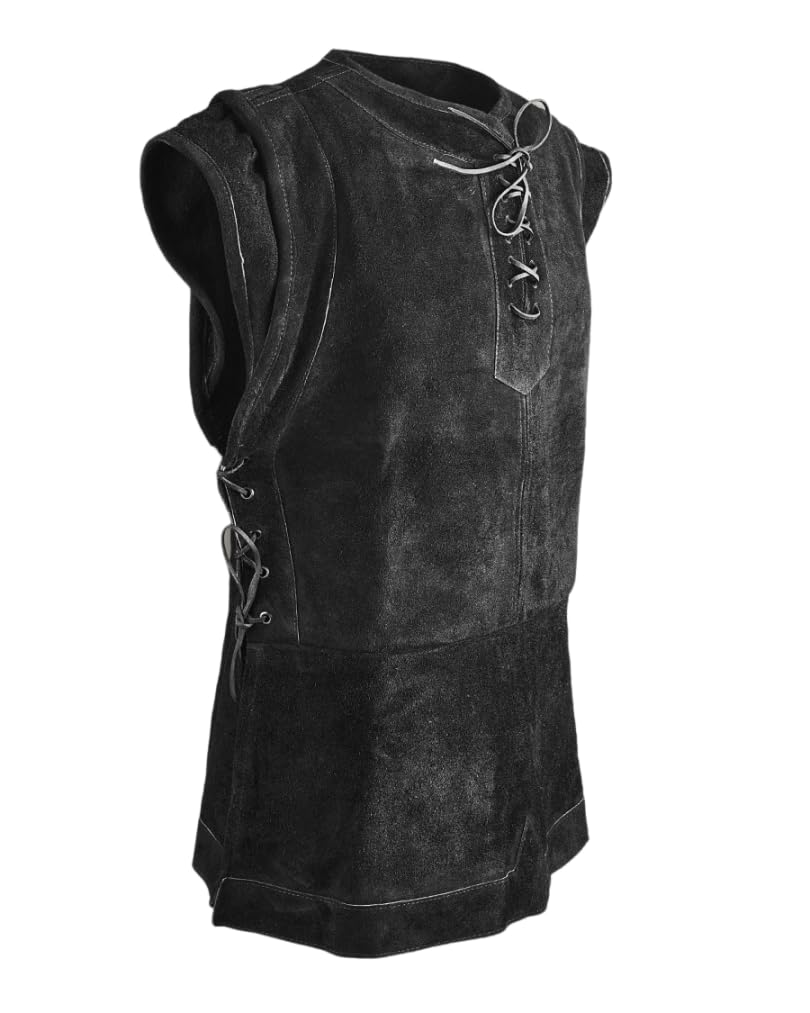 MYTHOLON Penda Lederwams Wildleder, schwarz, L-XL XL Schwarz, XL Schwarz