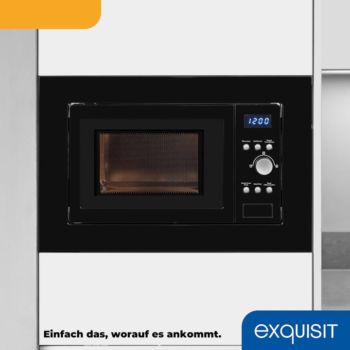 Exquisit Einbau-Mikrowelle EMW 1770-G-D-030 Schwarz | 700 Watt | 1000 Watt Grillfunktion | Timer