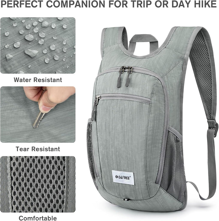 G4Free 10/15/20L Faltbarer Rucksack Klein, Wanderrucksack Leicht, Tagesrucksack Damen Herren für Wan