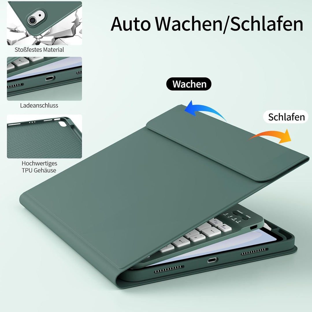 Tastatur Hülle für iPad (A16) 11. Generation/iPad 10. Generation 10,9 Zoll 2025/2022, Rechte Stiftsc
