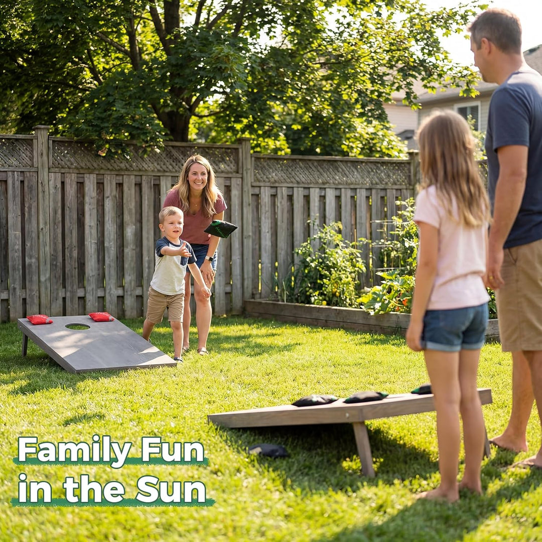 Cornhole Set Outdoor, 90x60cm or 120x60cm Echtholz Wurfspiel – Bean Bag Game mit 10 Säckchen & Tasch