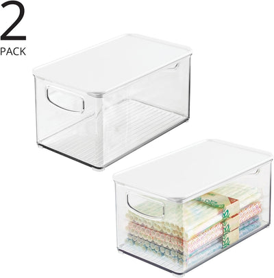 mDesign 2er-Set Kühlschrankbox – Kühlschrank Vorratsdose abnehmbarem Deckel und Griffen – lebensmitt