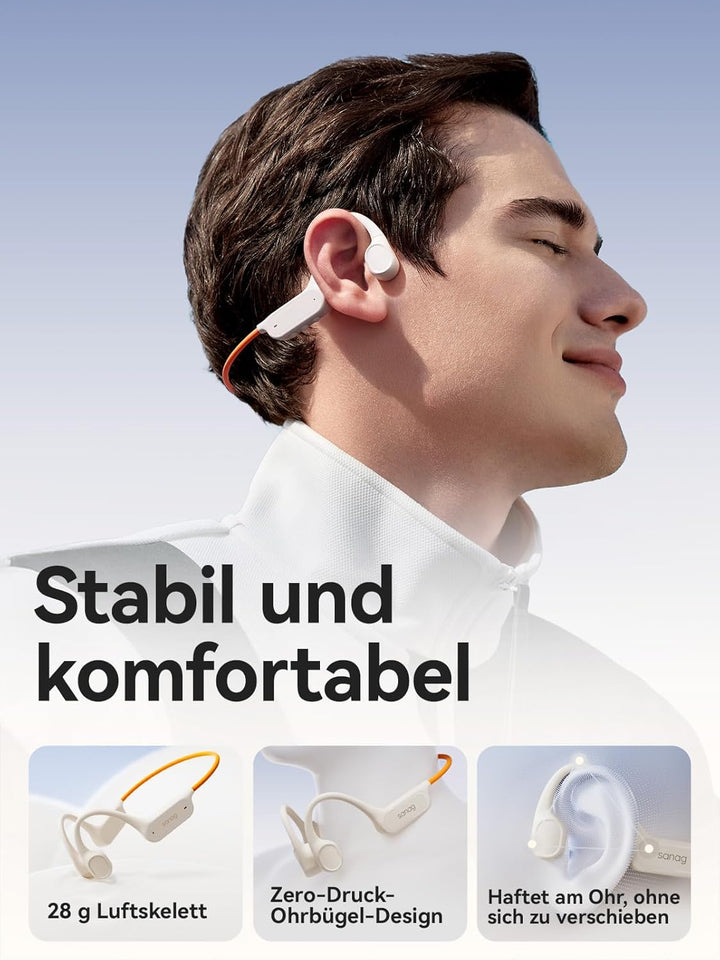 Sanag B33S Knochenschall Kopfhörer Schwimmen, IPX8 Wasserdichte Bluetooth Open Ear Kopfhörer mit Mik