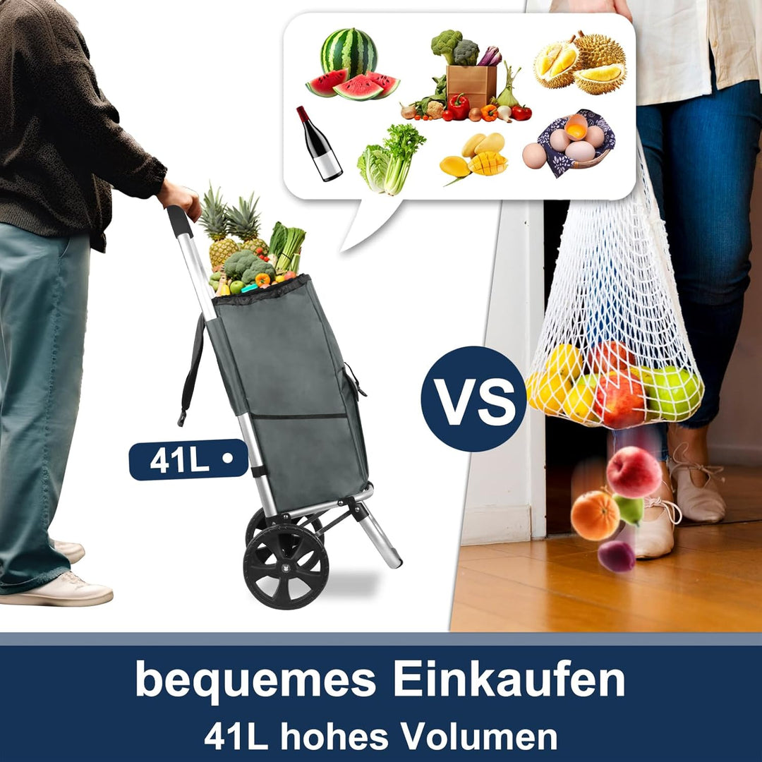 Einkaufstrolley, HOMELUX klappbar, Stabiler Einkaufswagen, grosse Kapazität 41 L, multifunktional, H